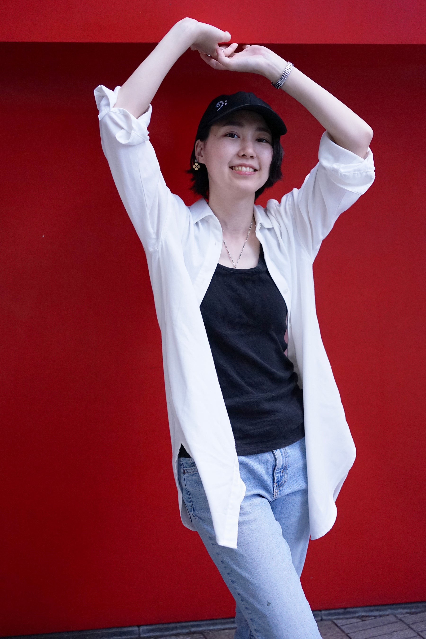 着用：Mamiko Oda（小田満美子）× Judy On The Roof. MAMIKO ODA GLITCH BASS CLEF CAP（着用）1｜Oda Judy Shop