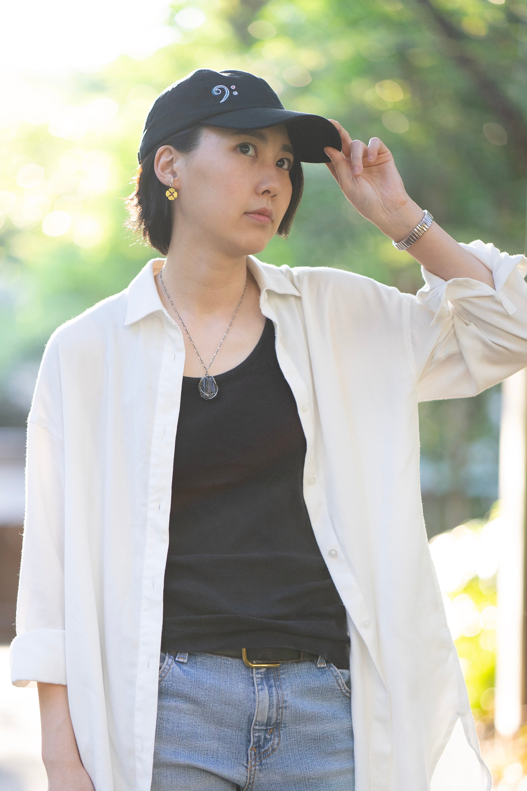 着用：Mamiko Oda（小田満美子）× Judy On The Roof. MAMIKO ODA GLITCH BASS CLEF CAP（着用）6｜Oda Judy Shop